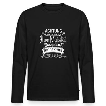 Attention augmenter la chemise de l'enfant du village - T-shirt manches longues Premium bio Homme - noir - Devant - Nico (187cm)