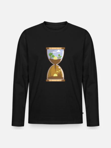 Hourglass / Pollution / Conservation - Men's Premium Organic Long Sleeve Shirt - black