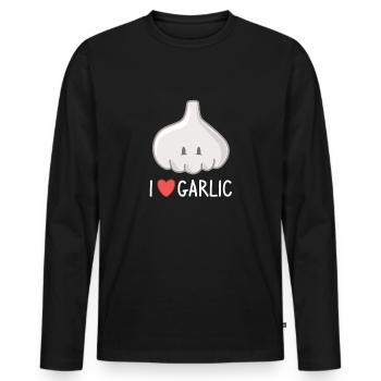 Garlic Lovers I Love Garlic - Men's Premium Organic Long Sleeve Shirt - black - Front - Nico (187cm)