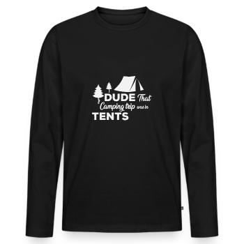 Zelt - Männer Premium Bio Langarmshirt - Schwarz - Vorne - Nico (187cm)