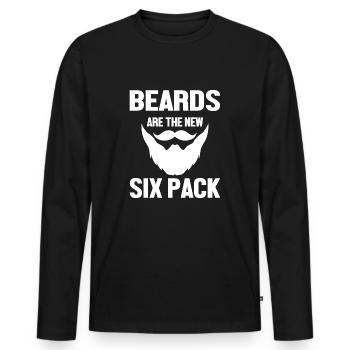 Beard's The New Six-Pack - Men's Premium Organic Long Sleeve Shirt - black - Front - Nico (187cm)