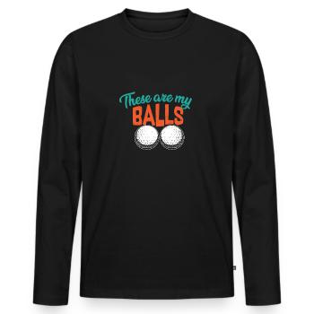 Golf ball - Men's Premium Organic Long Sleeve Shirt - black - Front - Nico (187cm)