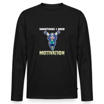 motivation - Men's Premium Organic Long Sleeve Shirt - black - Front - Nico (187cm)
