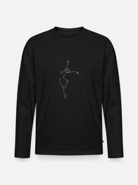 Dancer dancing dancing lineart - Men's Premium Organic Long Sleeve Shirt - black