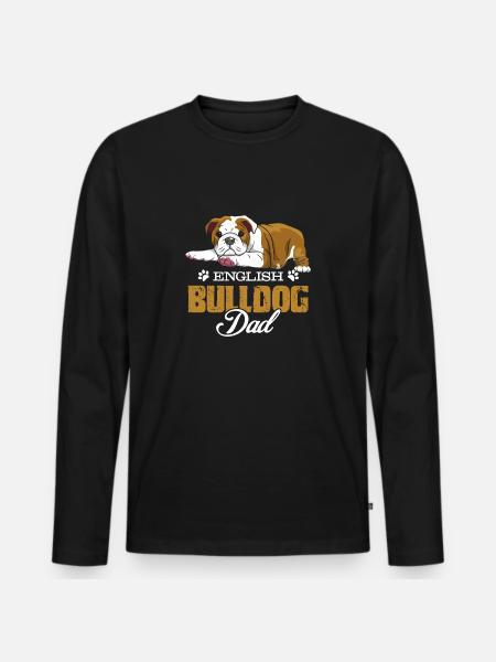 Englische Bulldoggen-Vati-T-Shirts - Männer Premium Bio Langarmshirt - Schwarz