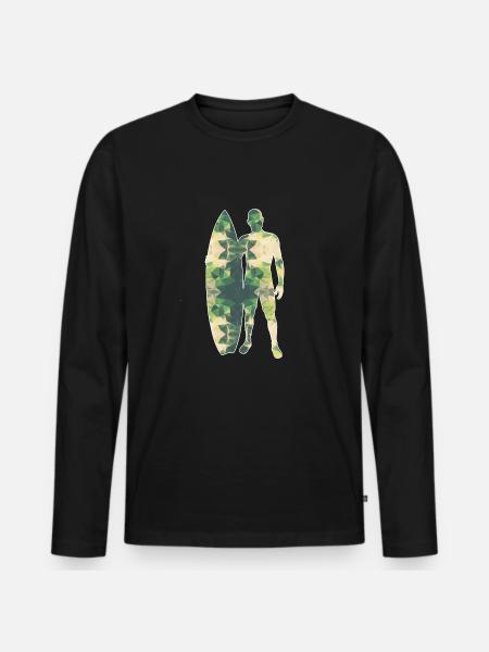 Polygone surfeur vert - T-shirt manches longues Premium bio Homme - noir