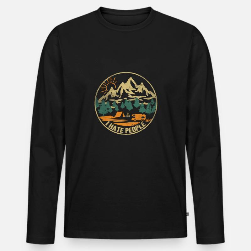 I Hate People - Ich hasse Menschen Geschenk Natur - Männer Premium Bio Langarmshirt - Schwarz