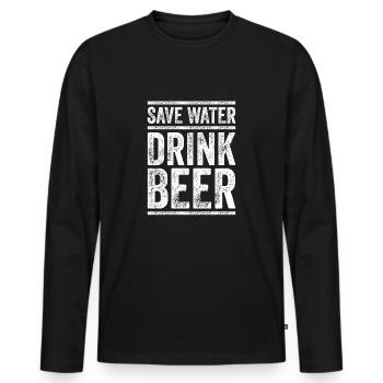 Spare Water Drink Beer Statement Gift - Men's Premium Organic Long Sleeve Shirt - black - Front - Nico (187cm)