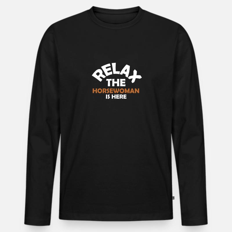 Pferdemädchen Pferdefrau Pferd Geschenkidee - Männer Premium Bio Langarmshirt - Schwarz