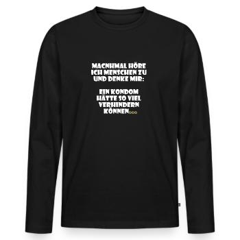Stupid people condom design - Men's Premium Organic Long Sleeve Shirt - black - Front - Nico (187cm)