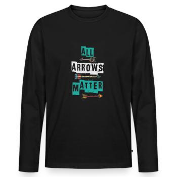 Pfeil - Männer Premium Bio Langarmshirt - Schwarz - Vorne - Nico (187cm)