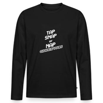 TAP SNAP OU NAP - BJJ - Jiu-Jitsu brésilien - T-shirt manches longues Premium bio Homme - noir - Devant - Nico (187cm)