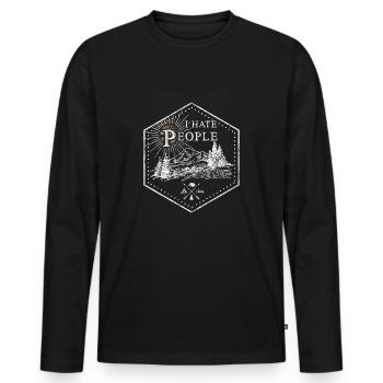 Je déteste les gens - Je déteste les gens - T-shirt manches longues Premium bio Homme - noir - Devant - Nico (187cm)