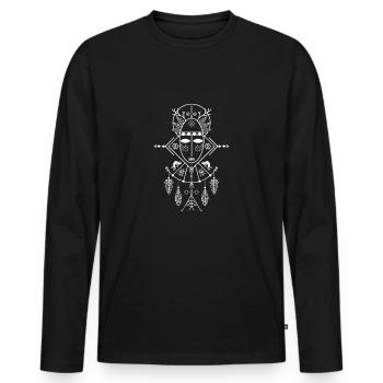 Chaman (fond sombre) - T-shirt manches longues Premium bio Homme - noir - Devant - Nico (187cm)