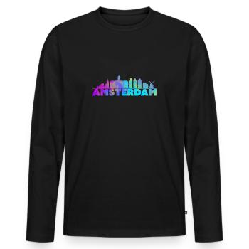 Amsterdam Hollande capital voyage médicament cadeau - T-shirt manches longues Premium bio Homme - noir - Devant - Nico (187cm)