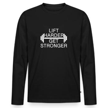 Lift get Stronger Fitness Sort Sport - T-shirt manches longues Premium bio Homme - noir - Devant - Nico (187cm)