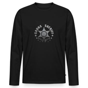 Sauna Sheriff - Männer Premium Bio Langarmshirt - Schwarz - Vorne - Nico (187cm)