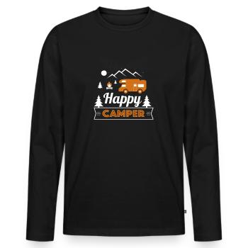 Happy Camper - Camping Roadtrip RV Remorque - T-shirt manches longues Premium bio Homme - noir - Devant - Nico (187cm)