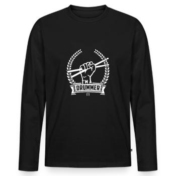 Geschenk Schlagzeuger Drummer Schlagzeugspieler - Männer Premium Bio Langarmshirt - Schwarz - Vorne - Nico (187cm)