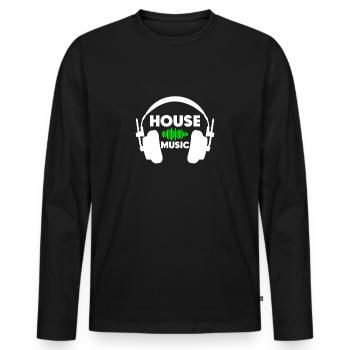 House Music - Männer Premium Bio Langarmshirt - Schwarz - Vorne - Nico (187cm)