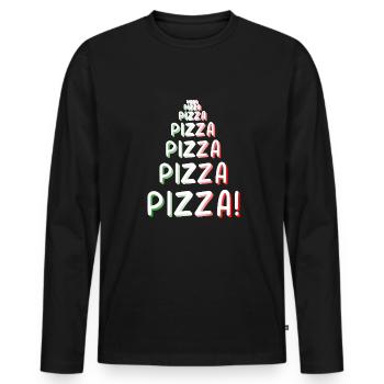 Pizza Pizza Pizza - T-shirt manches longues Premium bio Homme - noir - Devant - Nico (187cm)