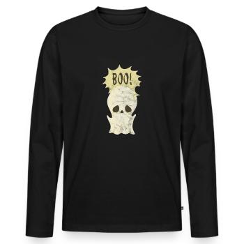 Ghost Ghost Horror Halloween Thriller Gift - Men's Premium Organic Long Sleeve Shirt - black - Front - Nico (187cm)