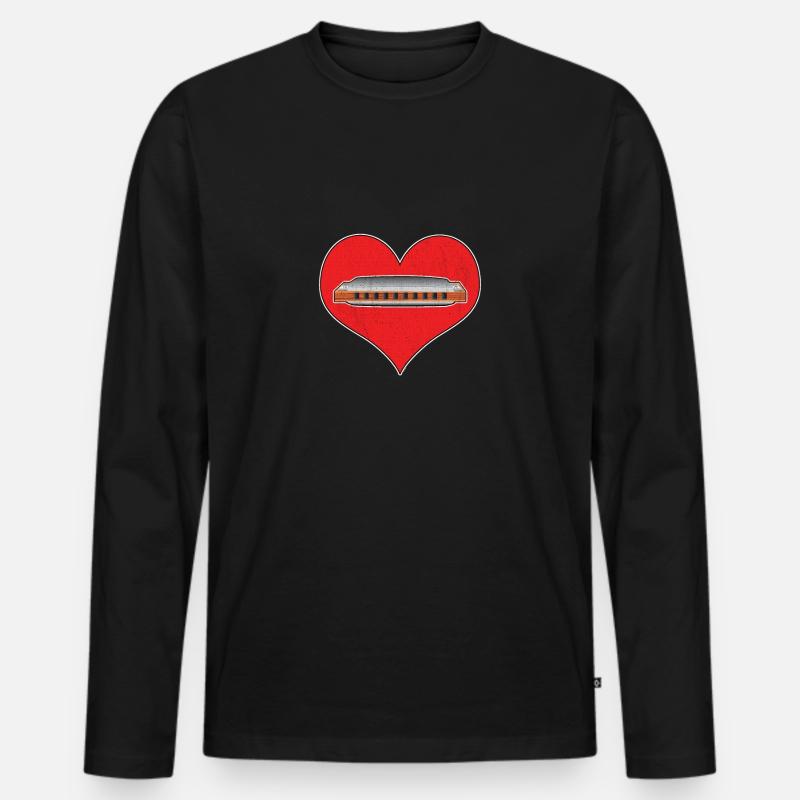 Harmonika Musikinstrument - Männer Premium Bio Langarmshirt - Schwarz