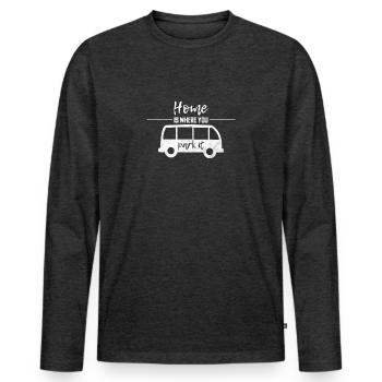 T-shirt Bus Campervan - Home - T-shirt manches longues Premium bio Homme - anthracite chiné - Devant - Nico (187cm)