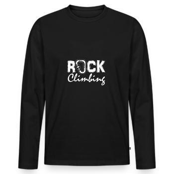 Karabiner - Männer Premium Bio Langarmshirt - Schwarz - Vorne - Nico (187cm)