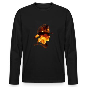 Funny saying for firefighters with motive - Men's Premium Organic Long Sleeve Shirt - black - Front - Nico (187cm)