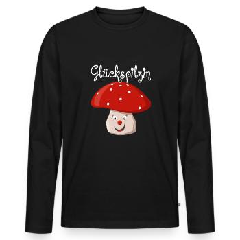 Glückspilzin - Männer Premium Bio Langarmshirt - Schwarz - Vorne - Nico (187cm)