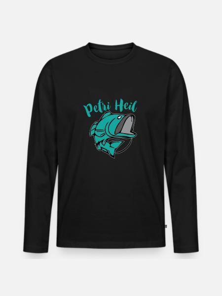 Petri Heil - Männer Premium Bio Langarmshirt - Schwarz