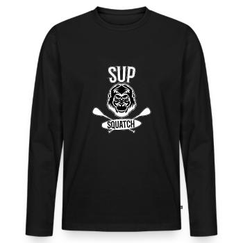 SUP - Männer Premium Bio Langarmshirt - Schwarz - Vorne - Nico (187cm)