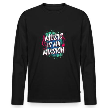 la musique est ma mission - T-shirt manches longues Premium bio Homme - noir - Devant - Nico (187cm)