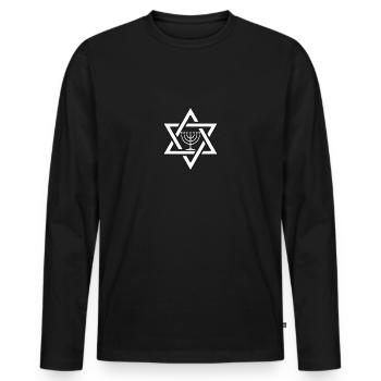Stolzer Jude Menorah - Männer Premium Bio Langarmshirt - Schwarz - Vorne - Nico (187cm)