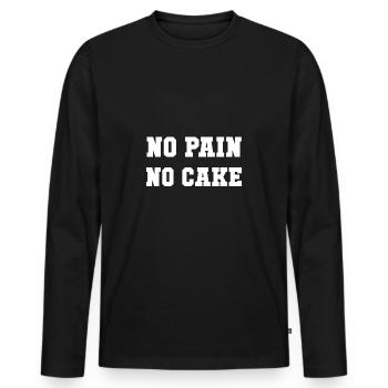 Kein Schmerz, kein Kuchen! - Geschenk - Männer Premium Bio Langarmshirt - Schwarz - Vorne - Nico (187cm)