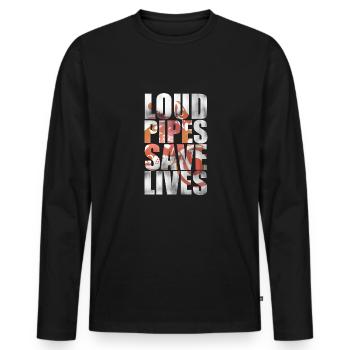 LOUD PIPES SAVE LIVES - Cooles Motorrad Motiv - Männer Premium Bio Langarmshirt - Schwarz - Vorne - Nico (187cm)