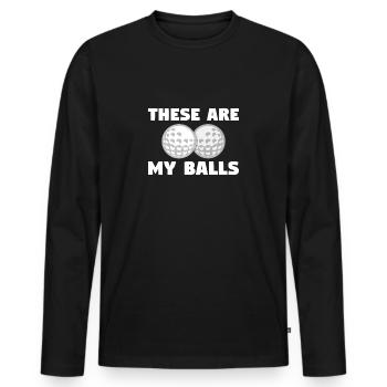 Golf ball - Men's Premium Organic Long Sleeve Shirt - black - Front - Nico (187cm)
