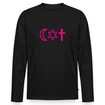 Coexist Pink Toleranz - Männer Premium Bio Langarmshirt - Schwarz - Vorne - Nico (187cm)