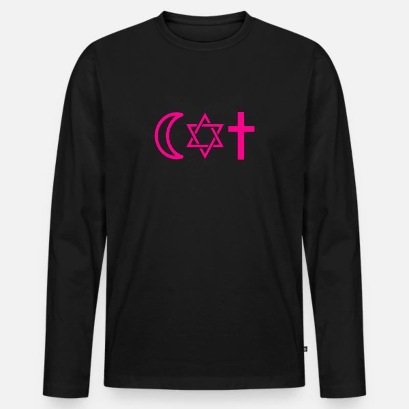 Coexist Pink Toleranz - Männer Premium Bio Langarmshirt - Schwarz