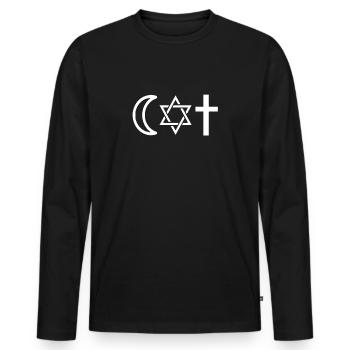 Coexist Religion Islam Judentum Christentum - Männer Premium Bio Langarmshirt - Schwarz - Vorne - Nico (187cm)
