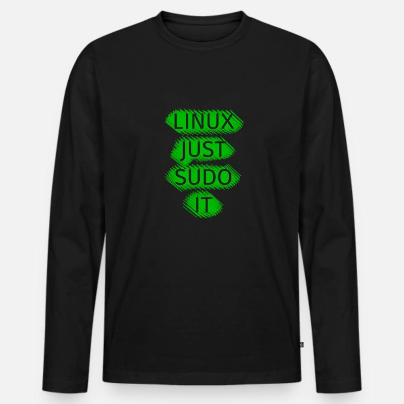 Linux Ubuntu SUDO - Ekologisk långärmad premium-T-shirt herr - svart