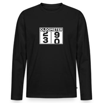 Anniversaire anniversaire shirt cadeau oldometer 30 - T-shirt manches longues Premium bio Homme - noir - Devant - Nico (187cm)