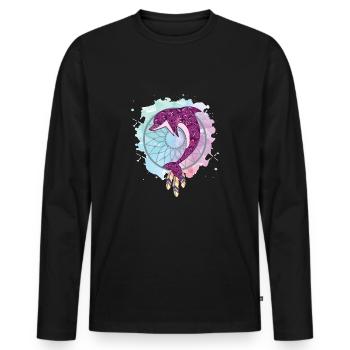Capteur de rêves dauphin - T-shirt manches longues Premium bio Homme - noir - Devant - Nico (187cm)