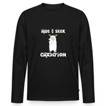 Hide and Seek Yeti - Men's Premium Organic Long Sleeve Shirt - black - Front - Nico (187cm)