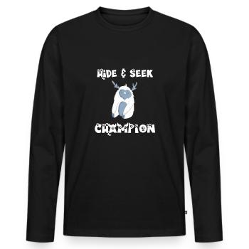 Hide and Seek Yeti - Männer Premium Bio Langarmshirt - Schwarz - Vorne - Nico (187cm)
