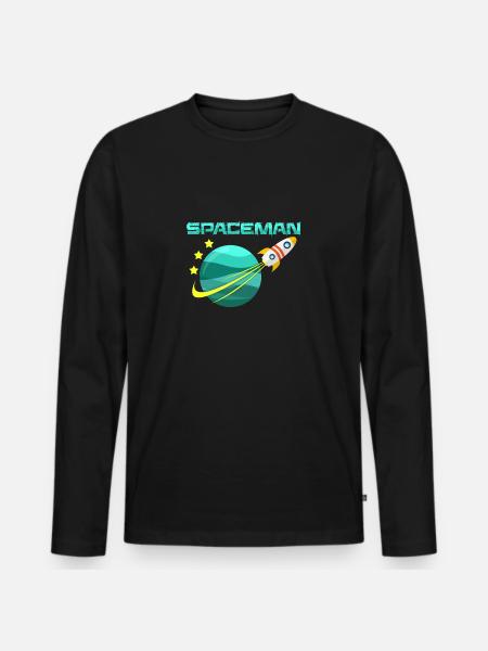 spaceman - Men's Premium Organic Long Sleeve Shirt - black