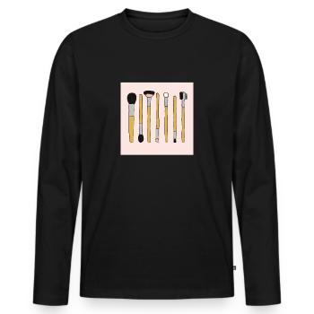 Make-up Artist Pinsel Kosmetik Schminke Beauty - Männer Premium Bio Langarmshirt - Schwarz - Vorne - Nico (187cm)