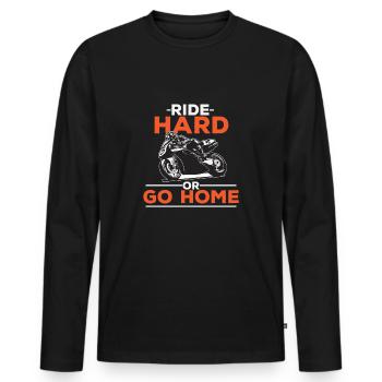 motorcycle - Men's Premium Organic Long Sleeve Shirt - black - Front - Nico (187cm)