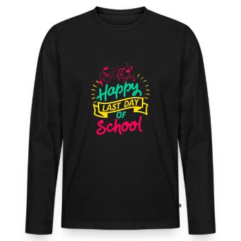 Joyeux dernier jour d'école - cadeau de jardin d'enfants - T-shirt manches longues Premium bio Homme - noir - Devant - Nico (187cm)